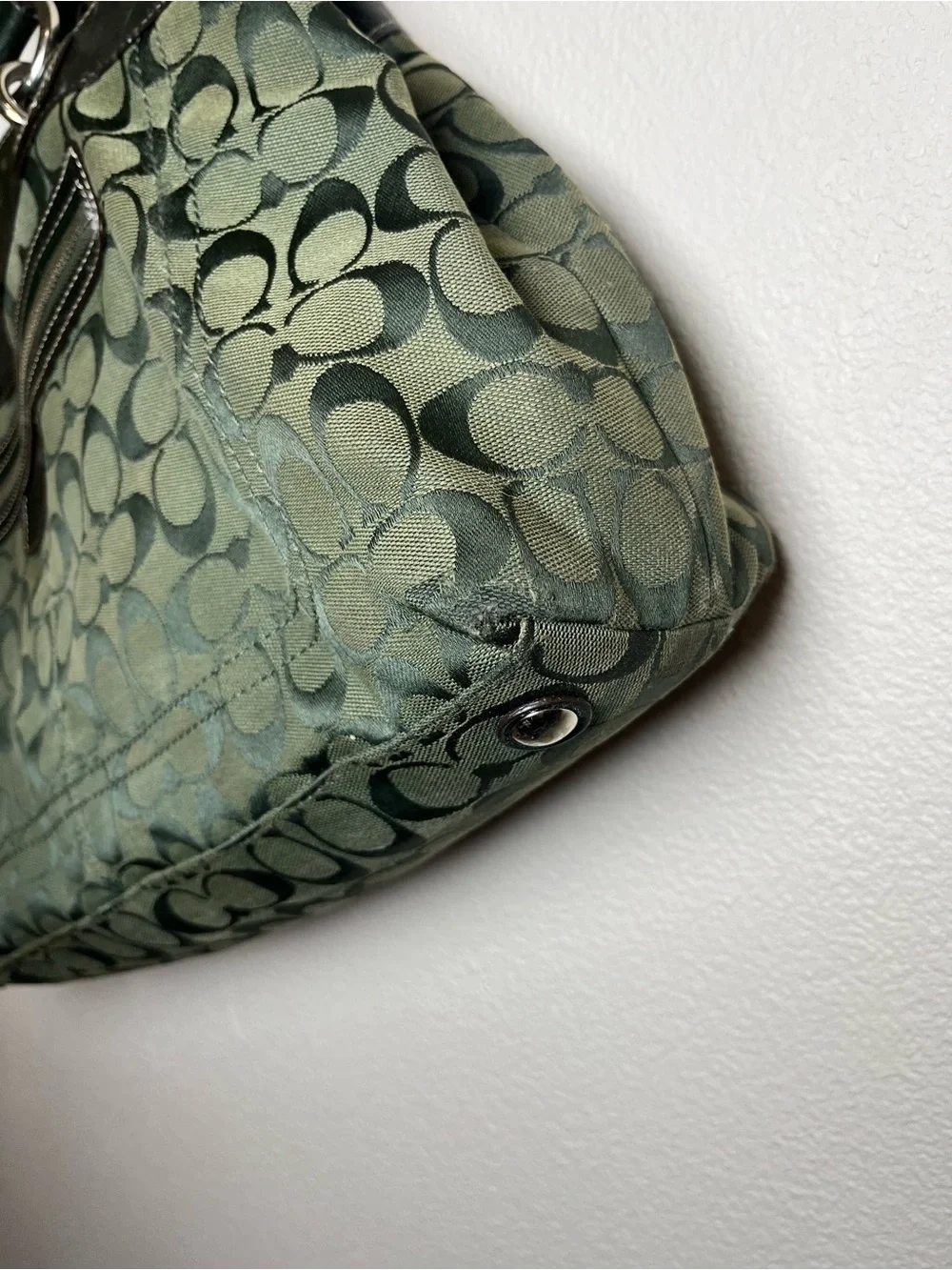 Coach Y2K Vintage Hampton Signature Canvas Tote in Olive Green